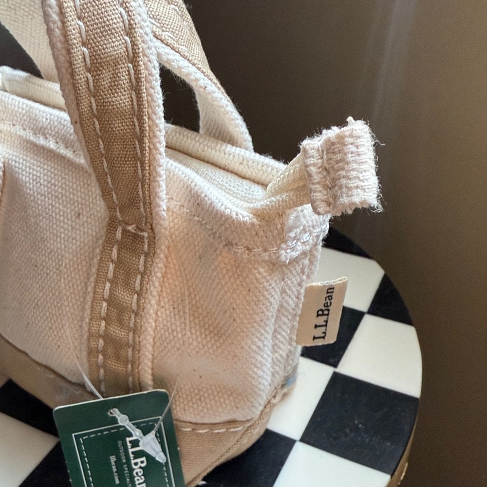 L.L. Bean Mini Canvas Tote in Beige Cream bag charm keychain - Picture 7 of 9